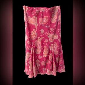 Chaps Pink Paisley A-Line Skirt